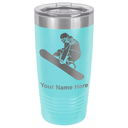 20oz Vacuum Insulated Tumbler Mug, Snowboarder Man, Personalized Engraving Included