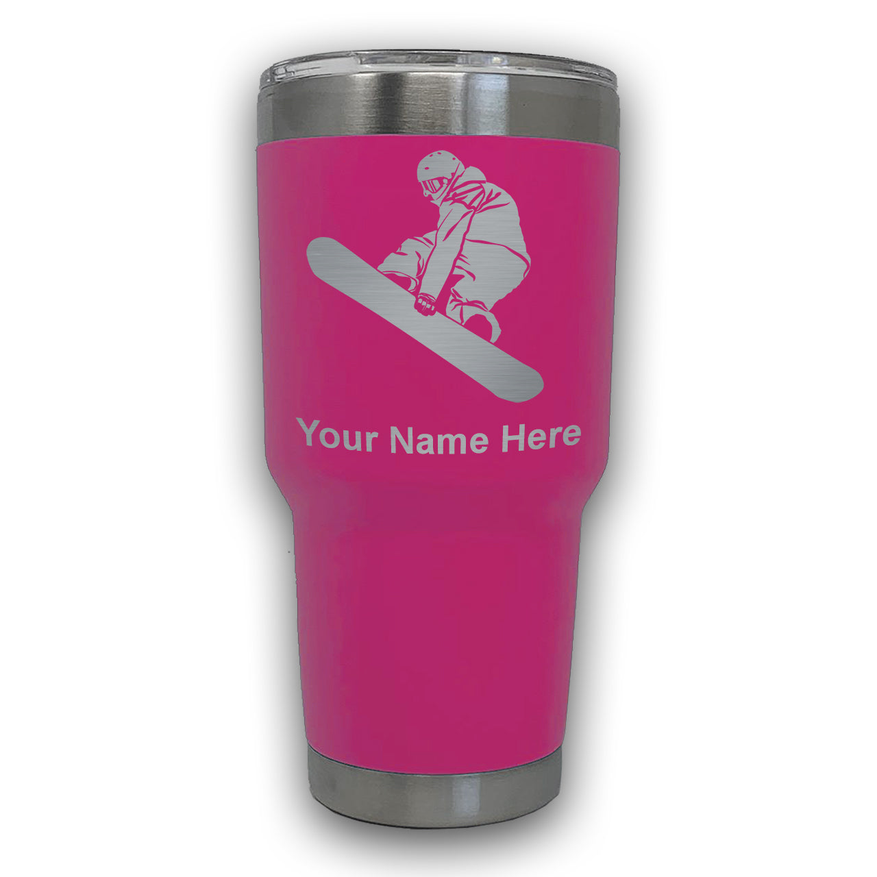 LaserGram 30oz Tumbler Mug, Snowboarder Man, Personalized Engraving Included