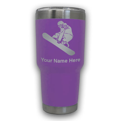 LaserGram 30oz Tumbler Mug, Snowboarder Man, Personalized Engraving Included