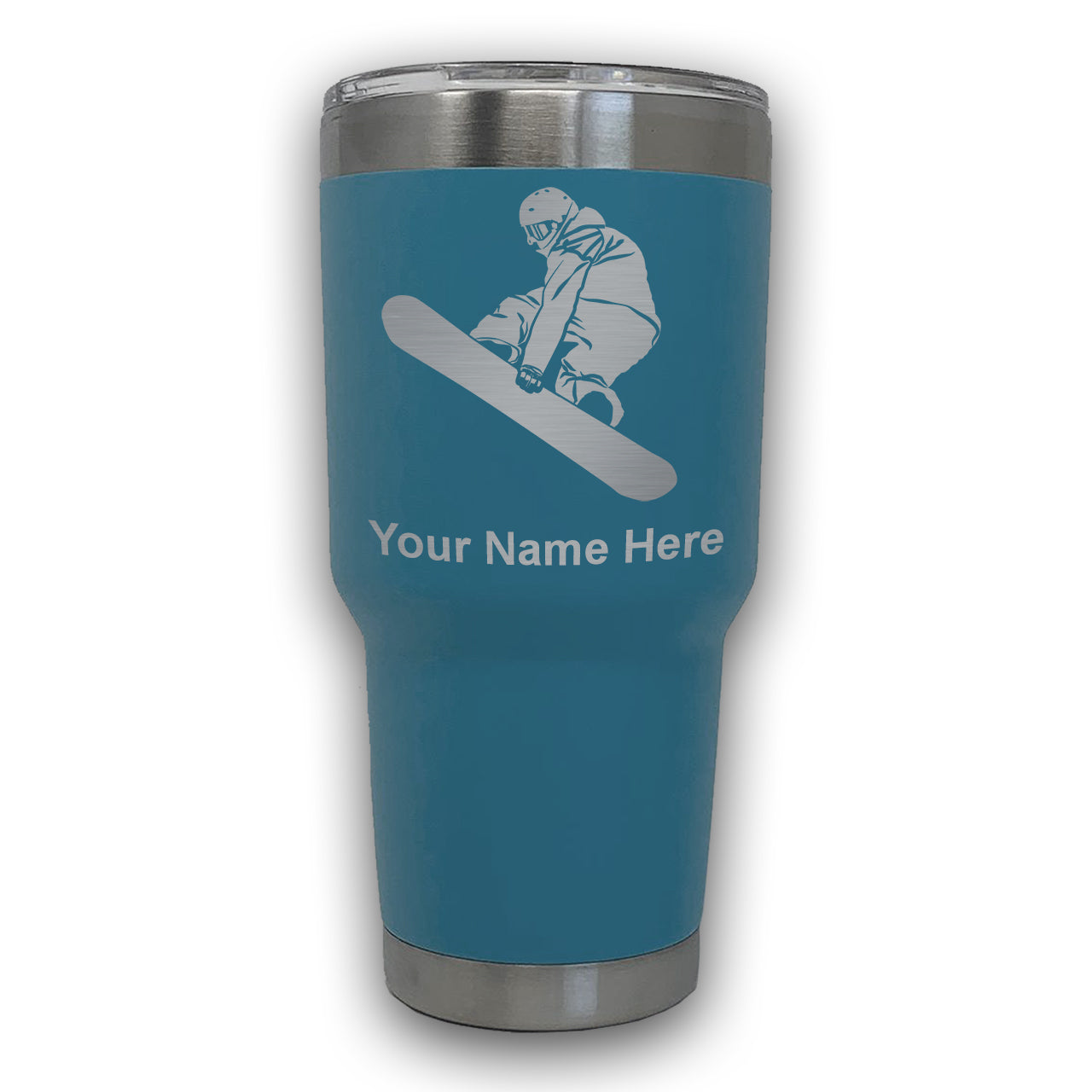 LaserGram 30oz Tumbler Mug, Snowboarder Man, Personalized Engraving Included