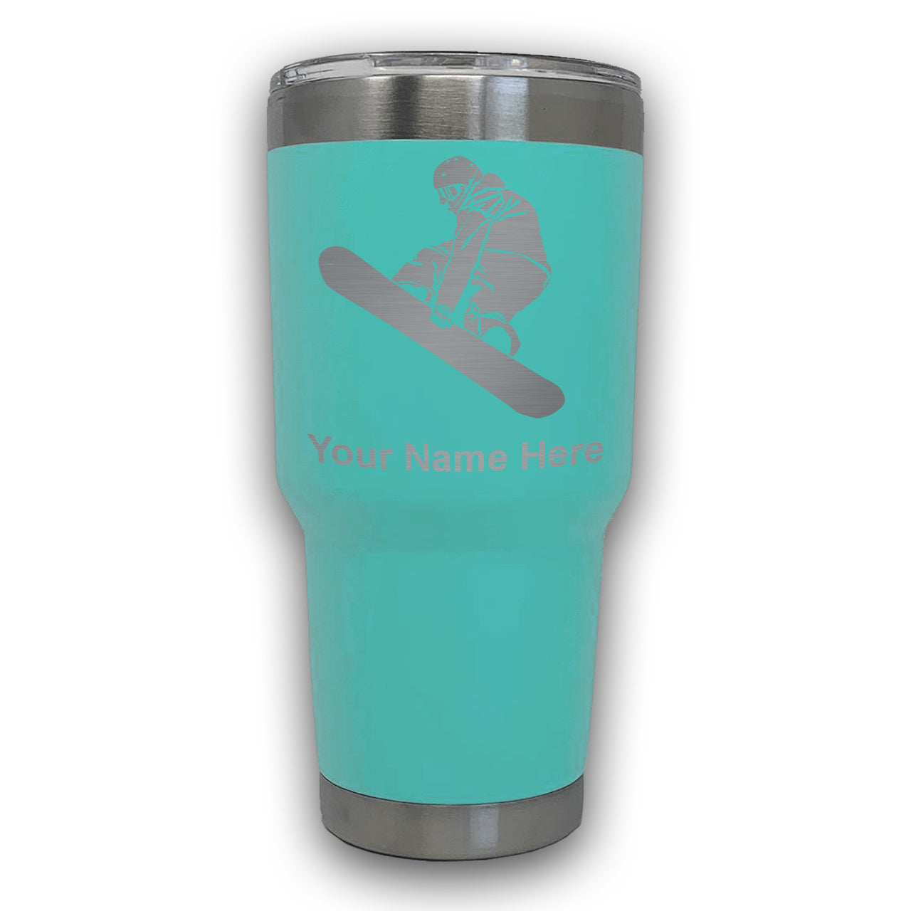 LaserGram 30oz Tumbler Mug, Snowboarder Man, Personalized Engraving Included