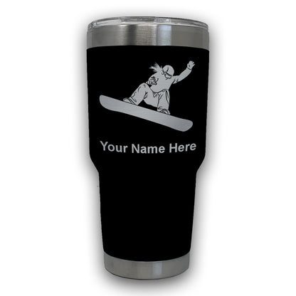 LaserGram 30oz Tumbler Mug, Snowboarder Woman, Personalized Engraving Included