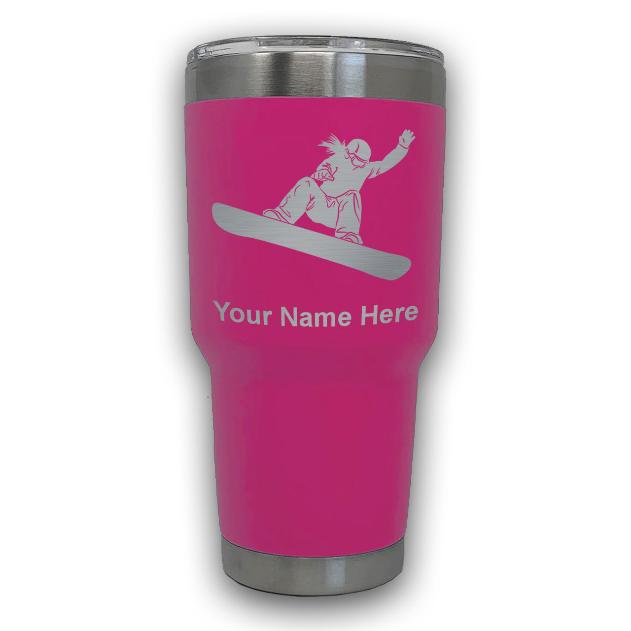 LaserGram 30oz Tumbler Mug, Snowboarder Woman, Personalized Engraving Included