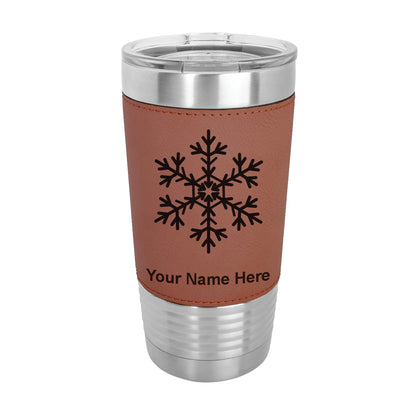 20oz Faux Leather Tumbler Mug, Snowflake, Personalized Engraving Included - LaserGram Custom Engraved Gifts