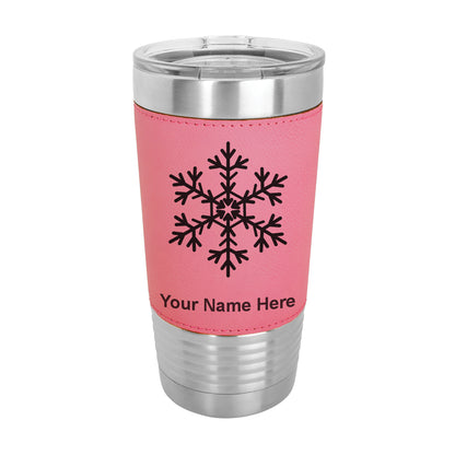 20oz Faux Leather Tumbler Mug, Snowflake, Personalized Engraving Included - LaserGram Custom Engraved Gifts