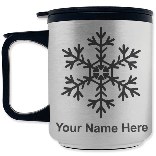 Coffee Travel Mug, Snowflake, Personalized Engraving Included