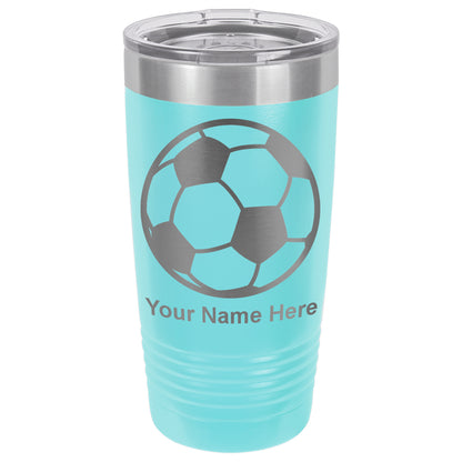 20oz Vacuum Insulated Tumbler Mug, Soccer Ball, Personalized Engraving Included