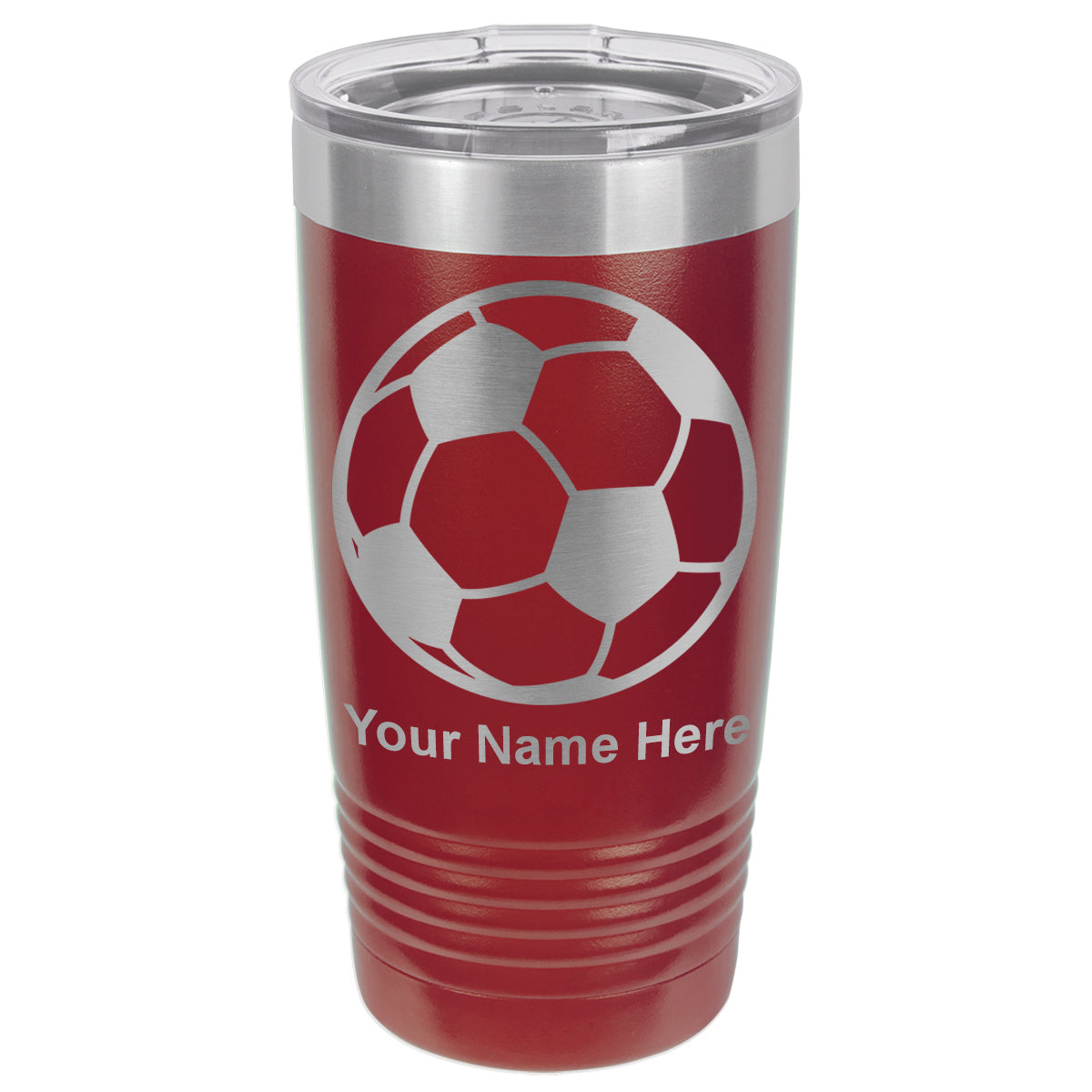 20oz Vacuum Insulated Tumbler Mug, Soccer Ball, Personalized Engraving Included