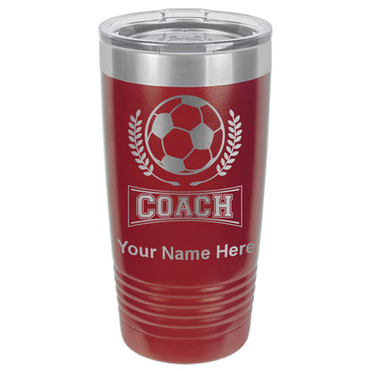 20oz Vacuum Insulated Tumbler Mug, Soccer Coach, Personalized Engraving Included