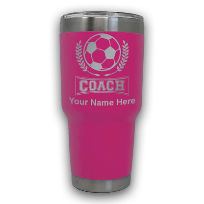 LaserGram 30oz Tumbler Mug, Soccer Coach, Personalized Engraving Included