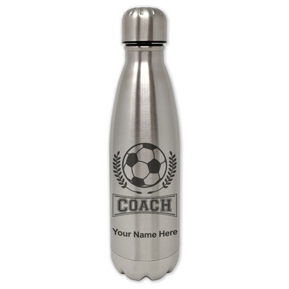 LaserGram Single Wall Water Bottle, Soccer Coach, Personalized Engraving Included