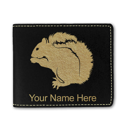 Faux Leather Bi-Fold Wallet, Squirrel, Personalized Engraving Included