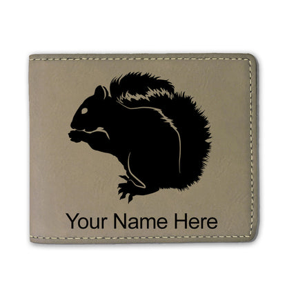 Faux Leather Bi-Fold Wallet, Squirrel, Personalized Engraving Included