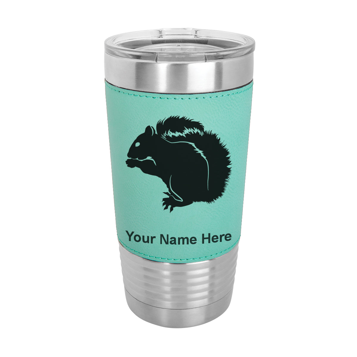 20oz Faux Leather Tumbler Mug, Squirrel, Personalized Engraving Included
