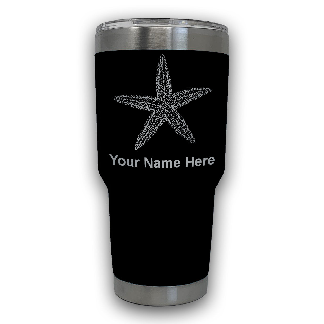 LaserGram 30oz Tumbler Mug, Starfish, Personalized Engraving Included