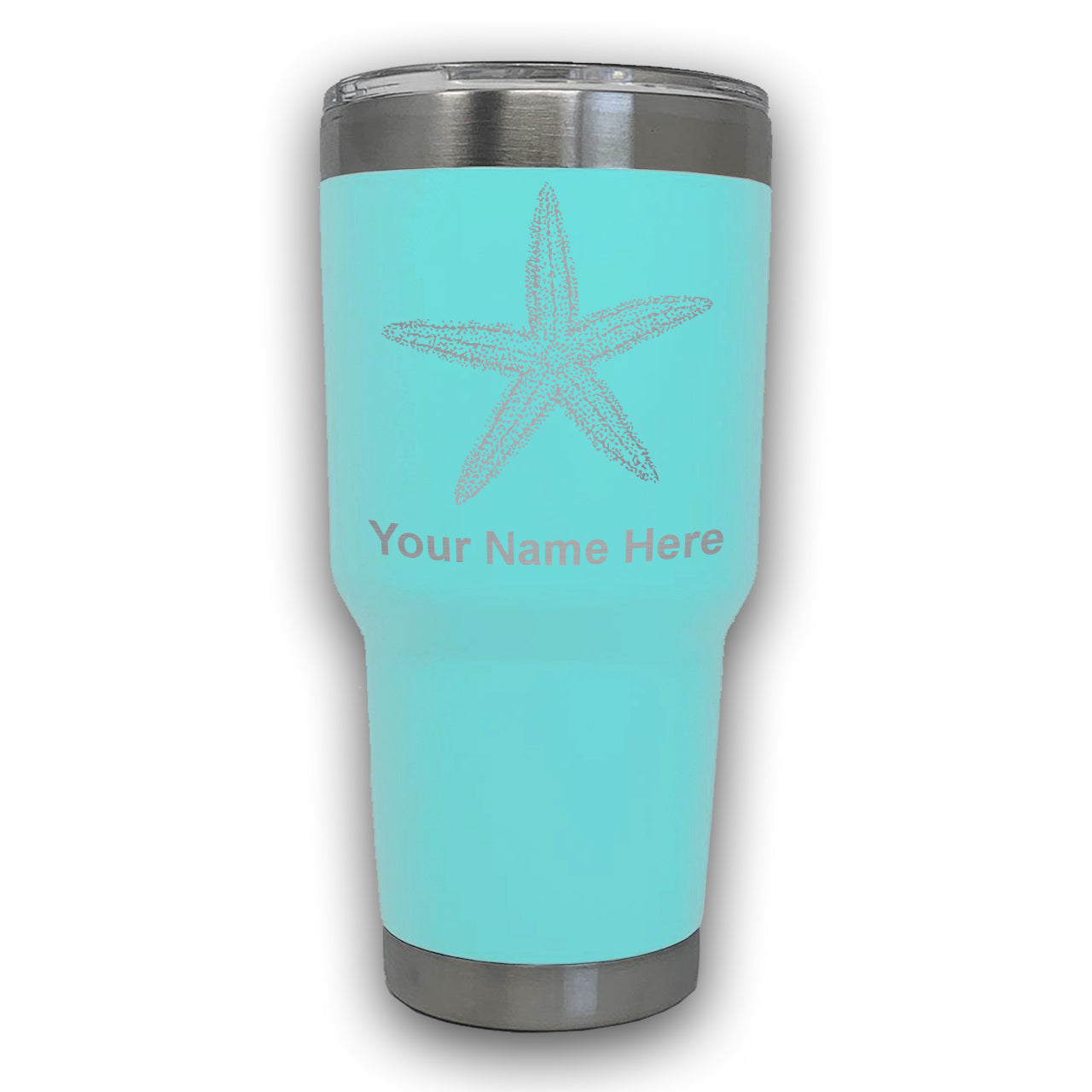 LaserGram 30oz Tumbler Mug, Starfish, Personalized Engraving Included