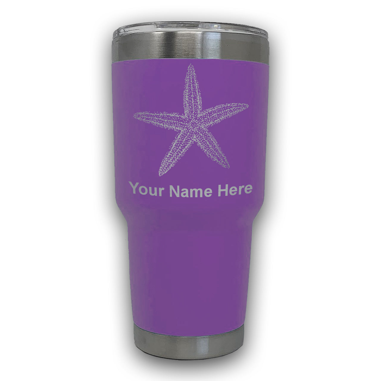 LaserGram 30oz Tumbler Mug, Starfish, Personalized Engraving Included