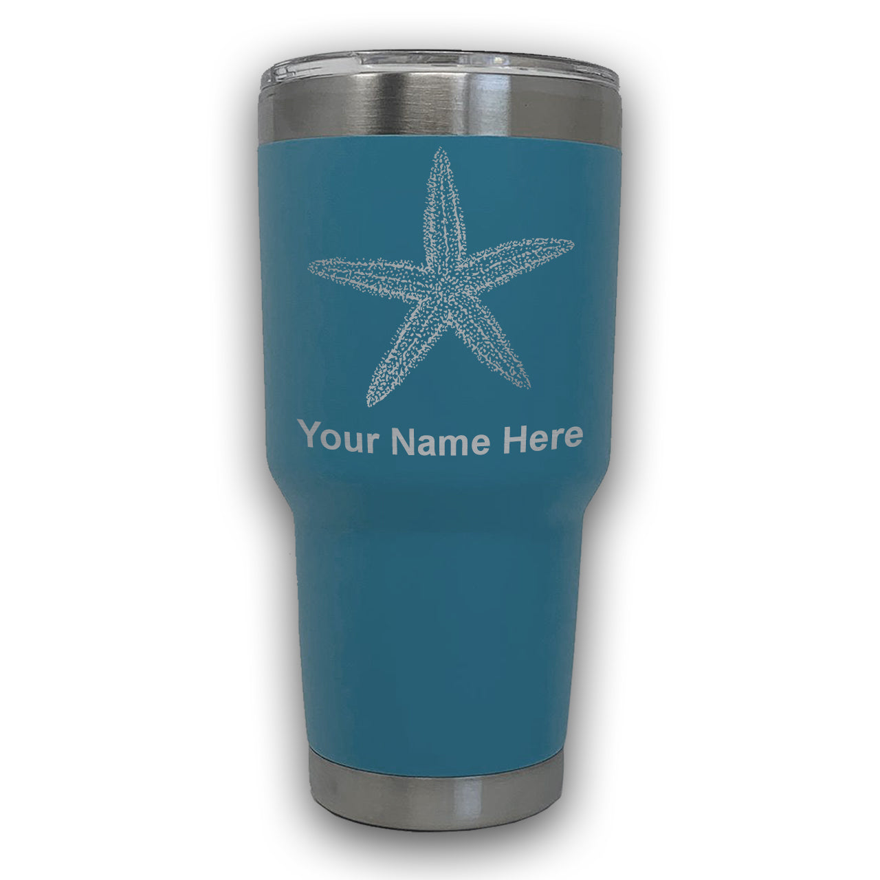 LaserGram 30oz Tumbler Mug, Starfish, Personalized Engraving Included