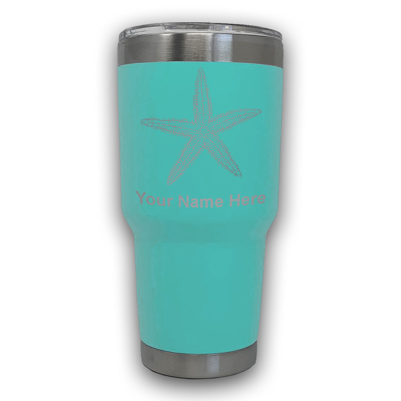 LaserGram 30oz Tumbler Mug, Starfish, Personalized Engraving Included