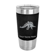 Load image into Gallery viewer, 20oz Faux Leather Tumbler Mug, Stegosaurus Dinosaur, Personalized Engraving Included
