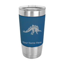 Load image into Gallery viewer, 20oz Faux Leather Tumbler Mug, Stegosaurus Dinosaur, Personalized Engraving Included
