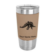 Load image into Gallery viewer, 20oz Faux Leather Tumbler Mug, Stegosaurus Dinosaur, Personalized Engraving Included
