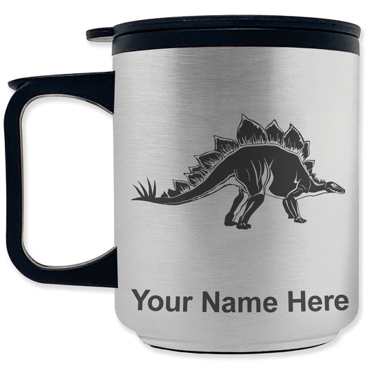 Coffee Travel Mug, Stegosaurus Dinosaur, Personalized Engraving Included