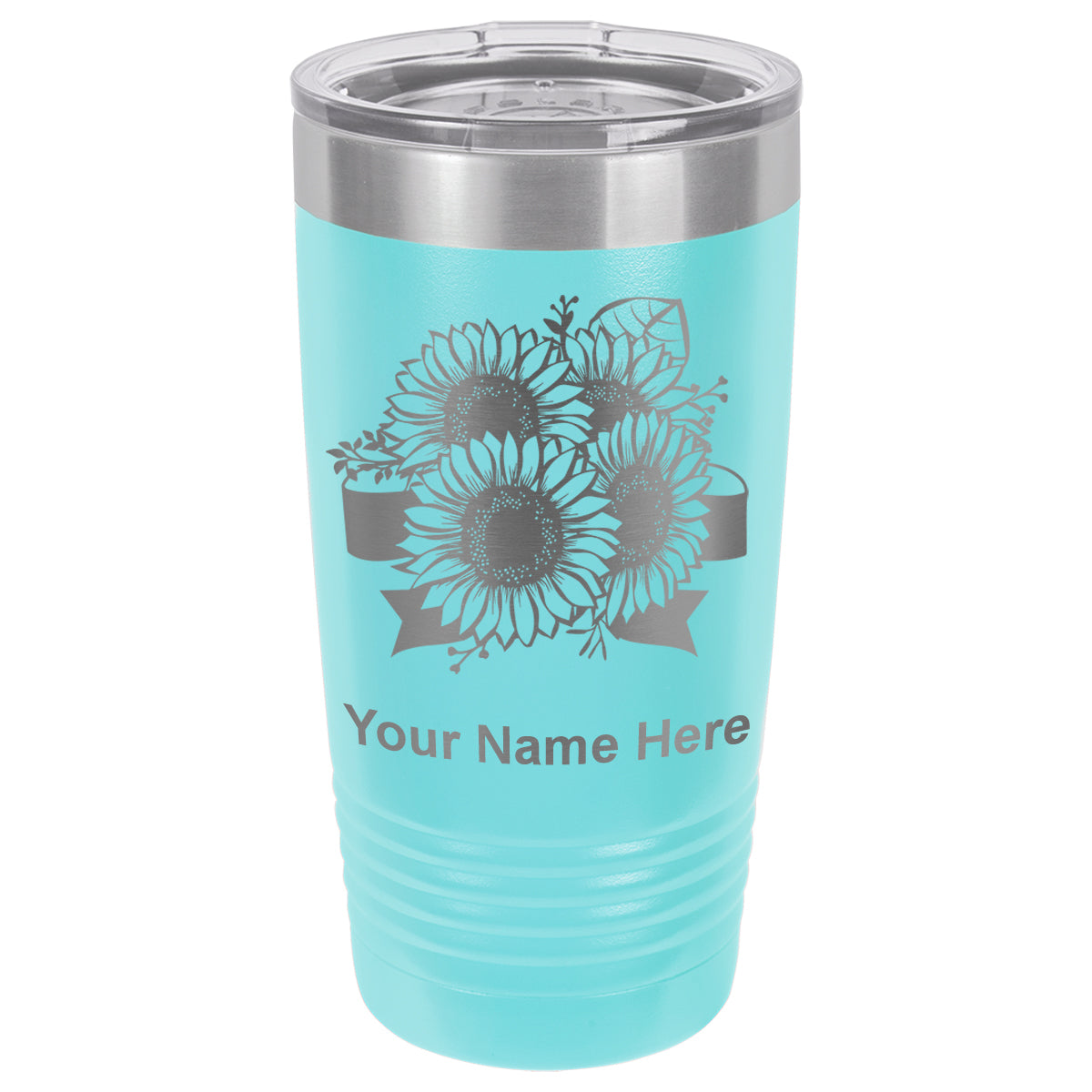 20oz Vacuum Insulated Tumbler Mug, Sunflowers, Personalized Engraving Included