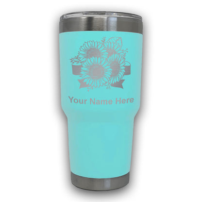 LaserGram 30oz Tumbler Mug, Sunflowers, Personalized Engraving Included