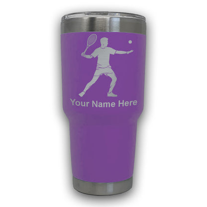 LaserGram 30oz Tumbler Mug, Tennis Player Man, Personalized Engraving Included