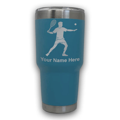 LaserGram 30oz Tumbler Mug, Tennis Player Man, Personalized Engraving Included