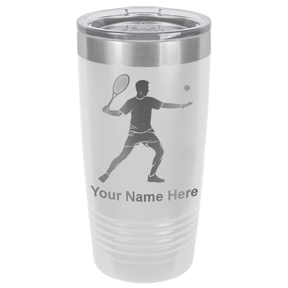 20oz Vacuum Insulated Tumbler Mug, Tennis Player Man, Personalized Engraving Included