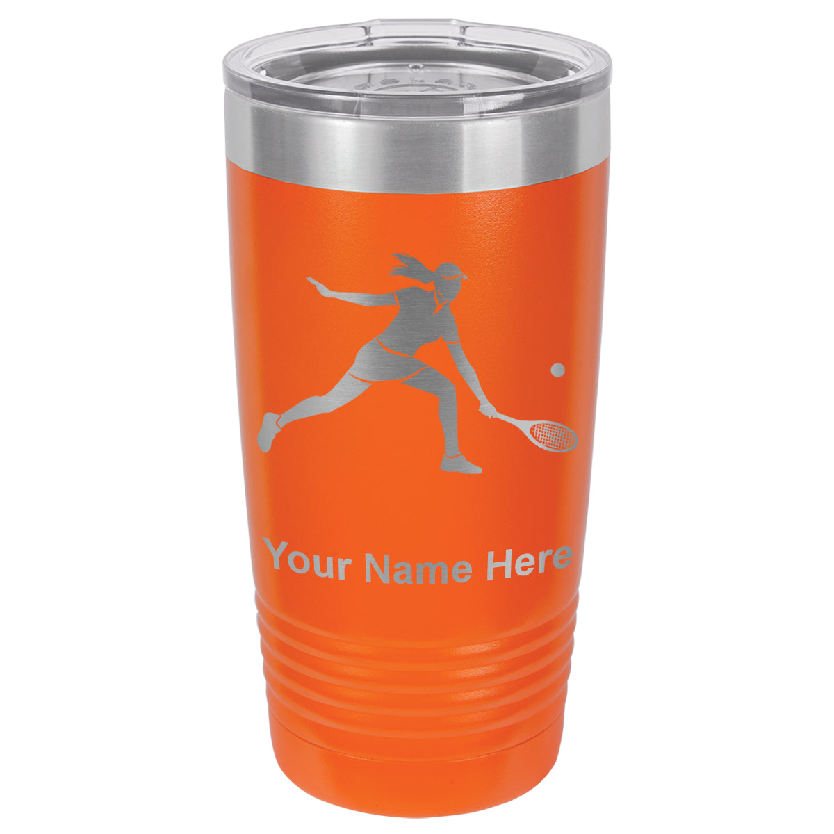 20oz Vacuum Insulated Tumbler Mug, Tennis Player Woman, Personalized Engraving Included