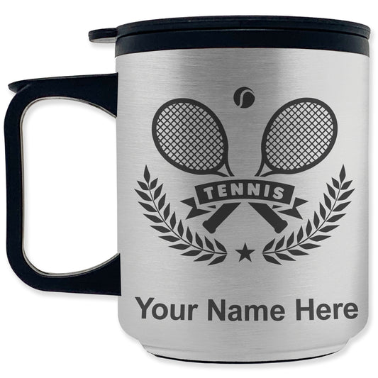 Coffee Travel Mug, Tennis Rackets, Personalized Engraving Included