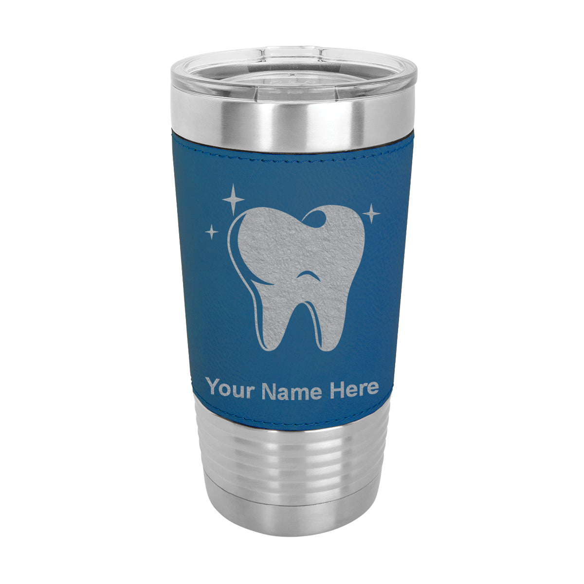 20oz Faux Leather Tumbler Mug, Tooth, Personalized Engraving Included