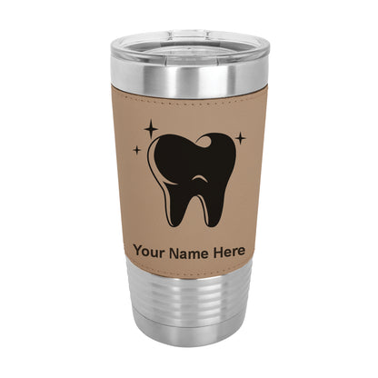 20oz Faux Leather Tumbler Mug, Tooth, Personalized Engraving Included