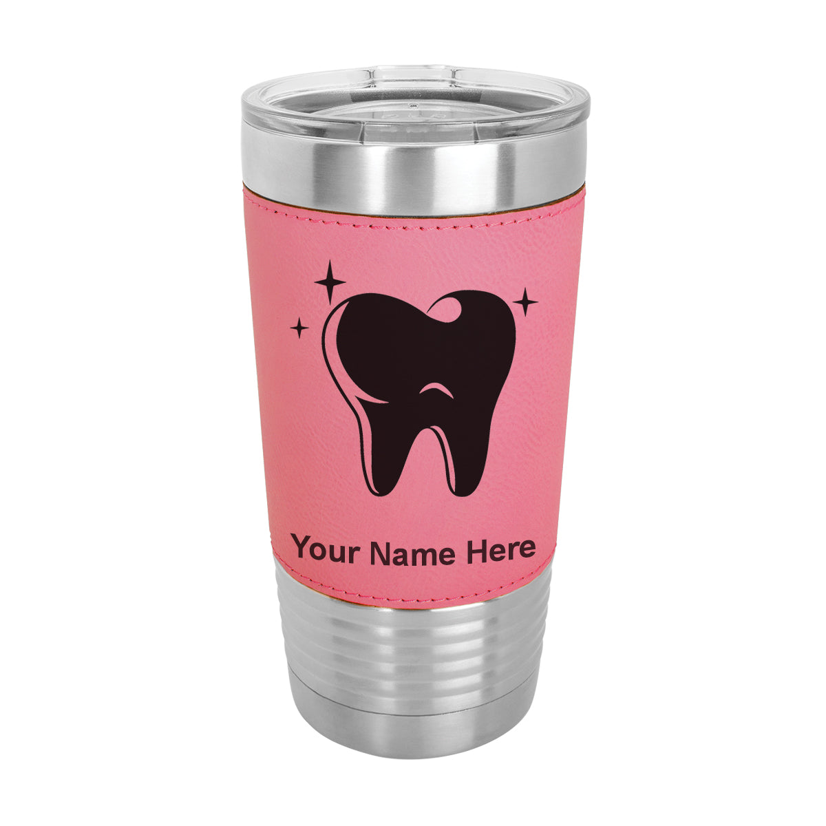 20oz Faux Leather Tumbler Mug, Tooth, Personalized Engraving Included