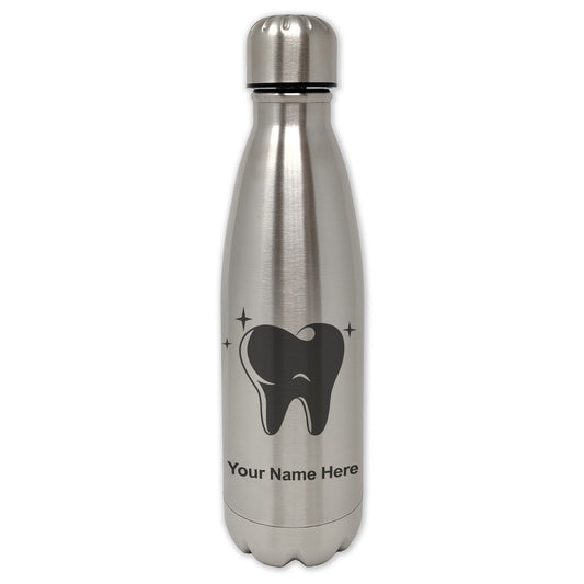 LaserGram Single Wall Water Bottle, Tooth, Personalized Engraving Included