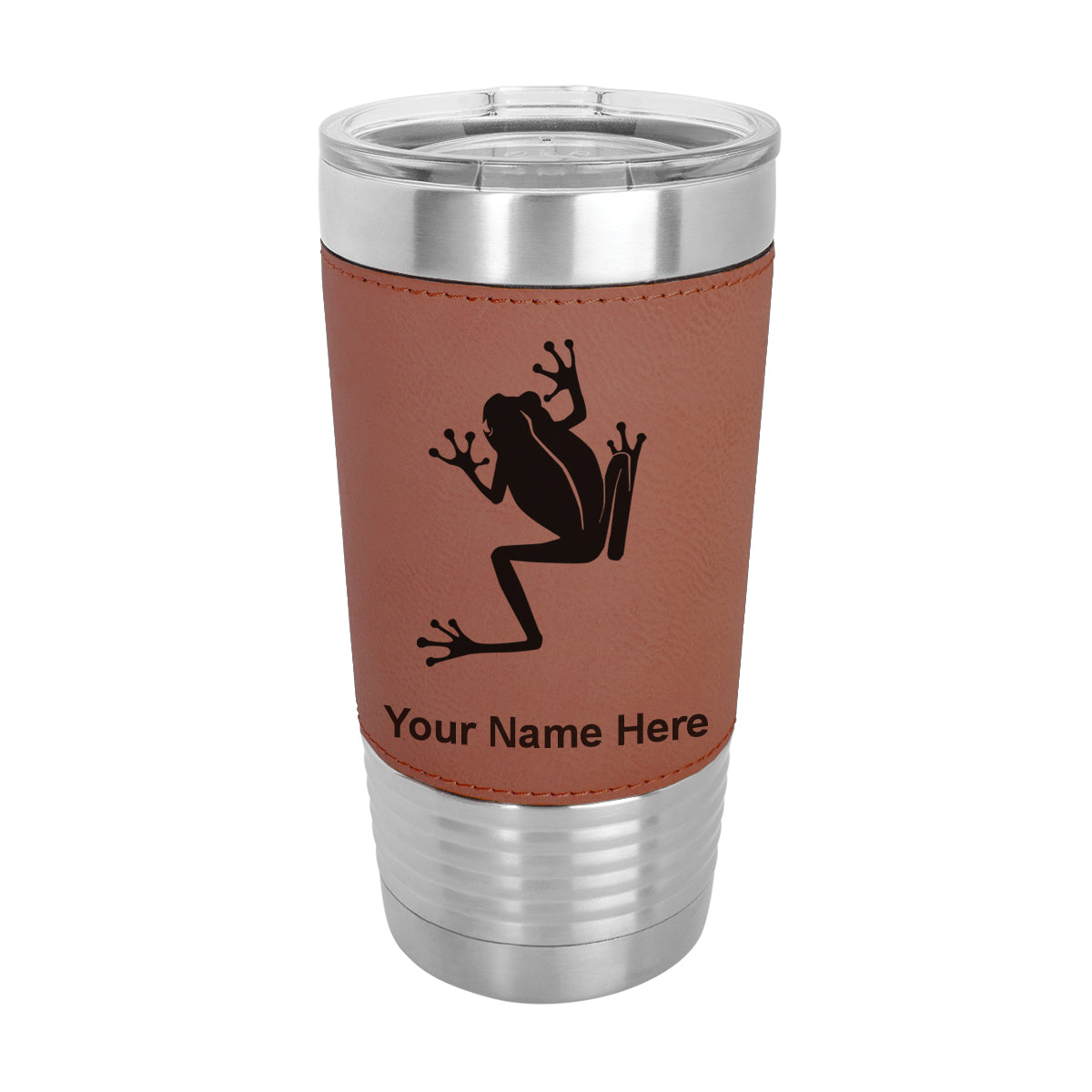20oz Faux Leather Tumbler Mug, Tree Frog, Personalized Engraving Included