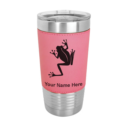 20oz Faux Leather Tumbler Mug, Tree Frog, Personalized Engraving Included