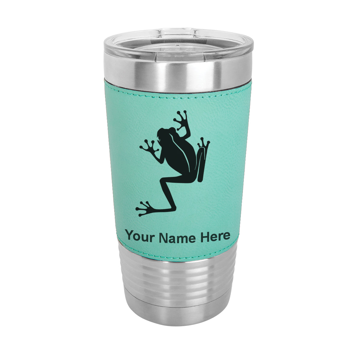 20oz Faux Leather Tumbler Mug, Tree Frog, Personalized Engraving Included