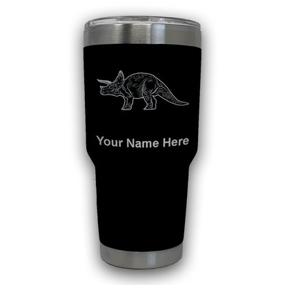 LaserGram 30oz Tumbler Mug, Triceratops Dinosaur, Personalized Engraving Included