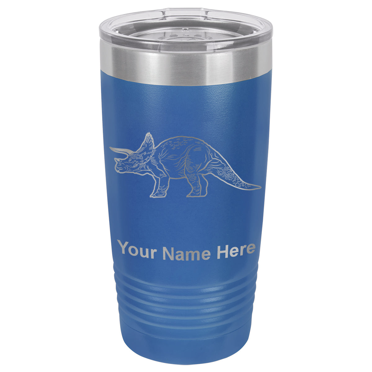 20oz Vacuum Insulated Tumbler Mug, Triceratops Dinosaur, Personalized Engraving Included