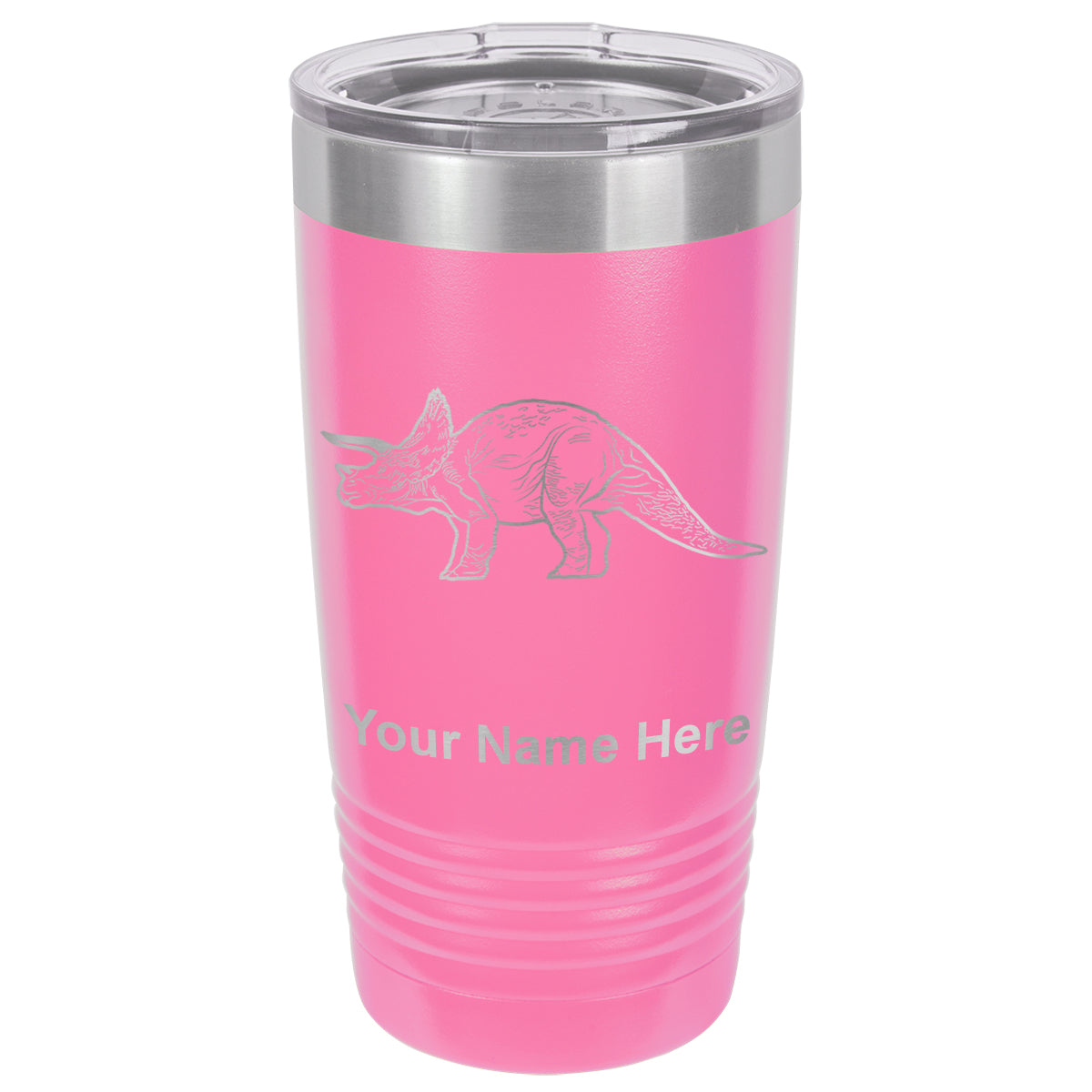 20oz Vacuum Insulated Tumbler Mug, Triceratops Dinosaur, Personalized Engraving Included