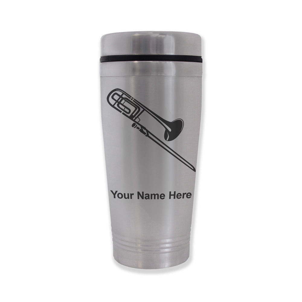 Commuter Travel Mug, Trombone, Personalized Engraving Included