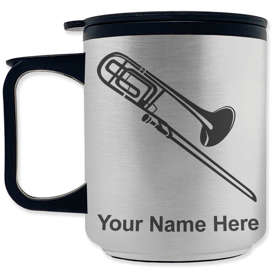 Coffee Travel Mug, Trombone, Personalized Engraving Included