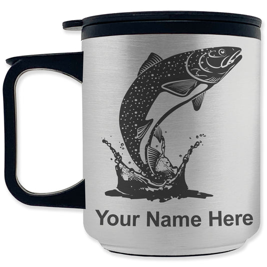 Coffee Travel Mug, Trout Fish, Personalized Engraving Included