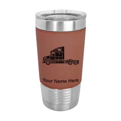 20oz Faux Leather Tumbler Mug, Truck Cab, Personalized Engraving Included