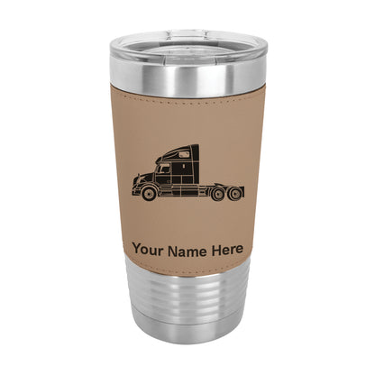 20oz Faux Leather Tumbler Mug, Truck Cab, Personalized Engraving Included