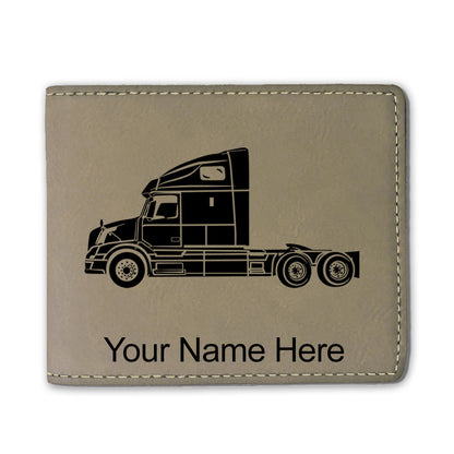 Faux Leather Bi-Fold Wallet, Truck Cab, Personalized Engraving Included